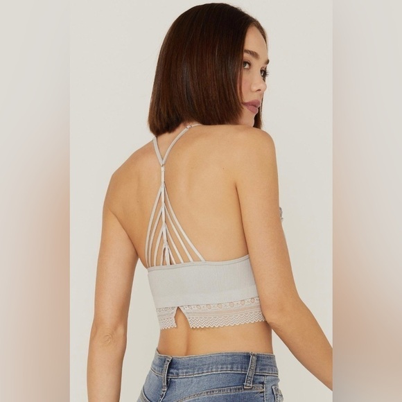 Fornia WOMEN'S CAGED BACK HIGH NECK CROCHET BRALETTE TANK TOP size S/M - Picture 2 of 11